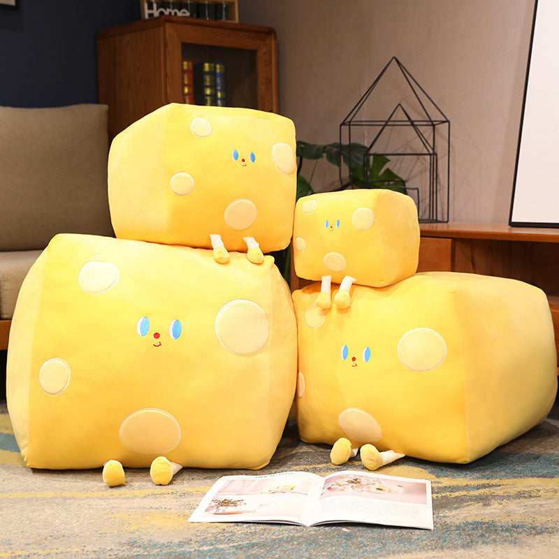 Oreiller en peluche en forme de cube de beurre et de fromage pour enfants