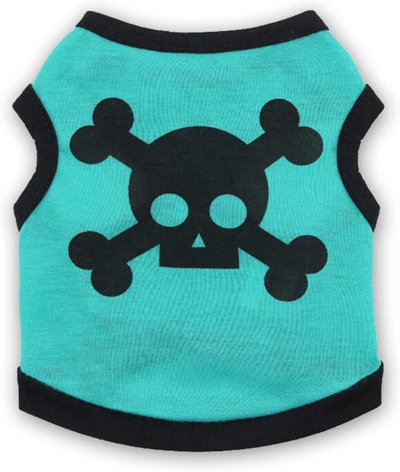 Dog Vest Skull Bones Halloween Cosplay Dog Tank Top Colour Blocking Stretch Cats Costumes