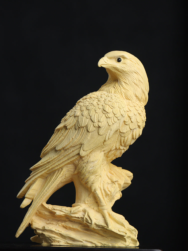 Boxwood Carving Ornaments Eagle Animal Exhibition Grand Plan Home