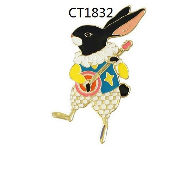 Broche en alliage de dessin animé Animal, mignon Animal en métal chat lapin