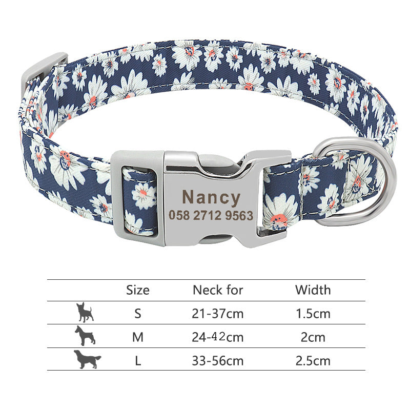 Collar de perro de nailon ajustable, identificación personalizada para perros y gatos