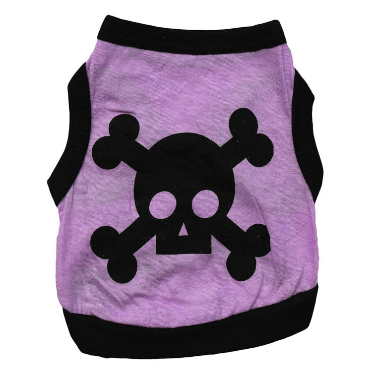 Dog Vest Skull Bones Halloween Cosplay Dog Tank Top Colour Blocking Stretch Cats Costumes