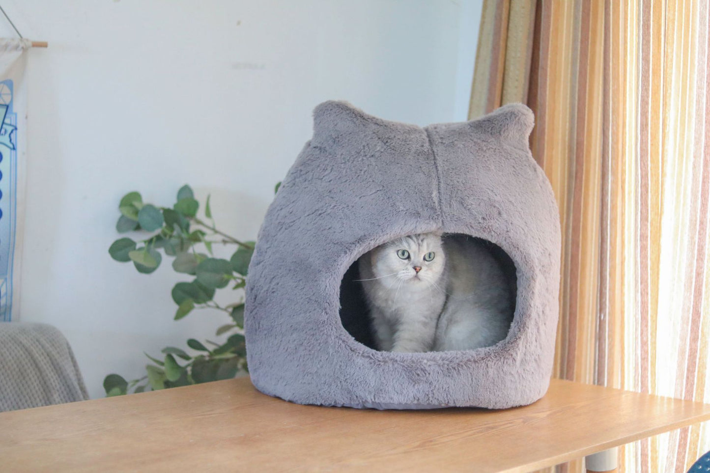 Cat Nest Autumn And Winter Warm Kittens Removable And Washable Cat Bed Semi-closed Cat Ears Cat Nest Four Seasons Universal