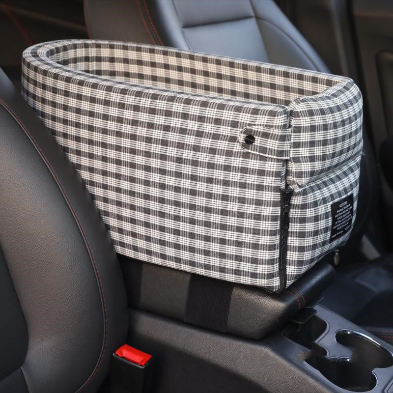 Asiento de coche portátil para mascotas, con control central, antideslizante, para perros, caja de seguridad con reposabrazos, cama elevadora para perros pequeños y gatos