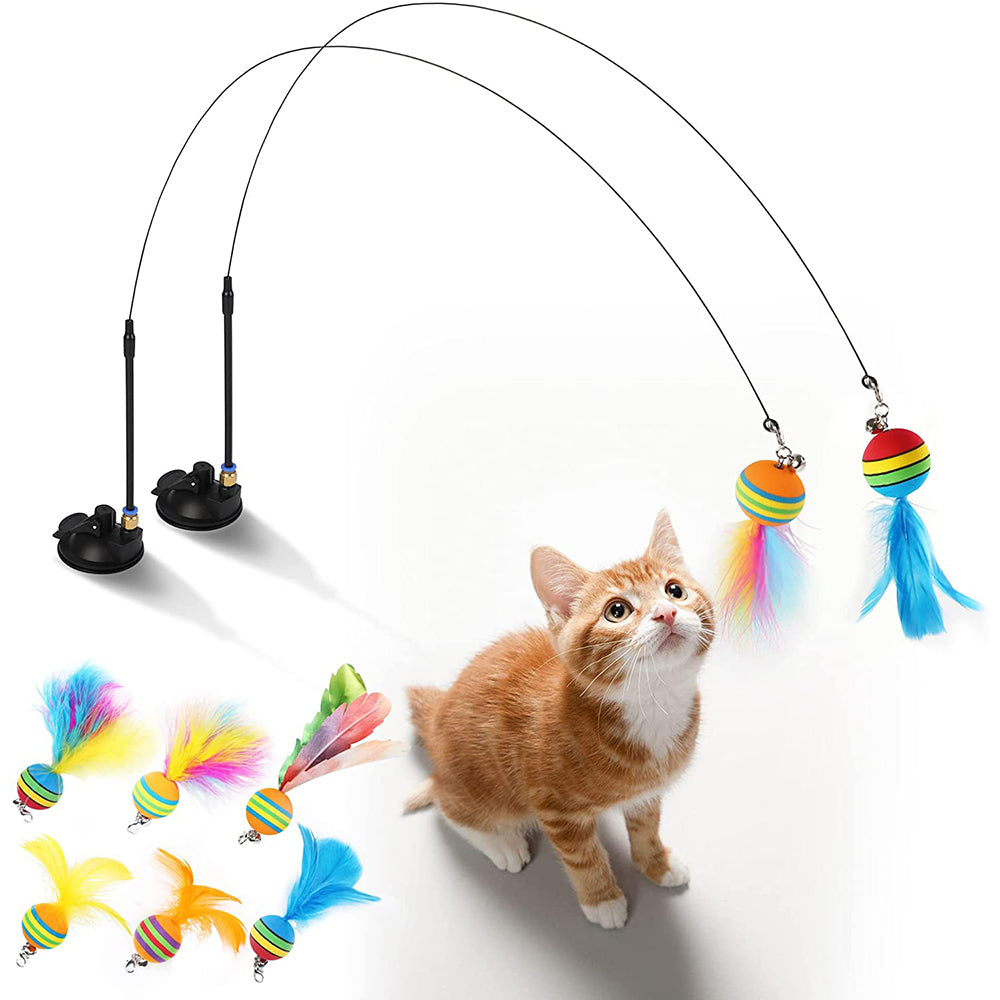 Juguete para gatos, campana de plumas, bola de arco iris