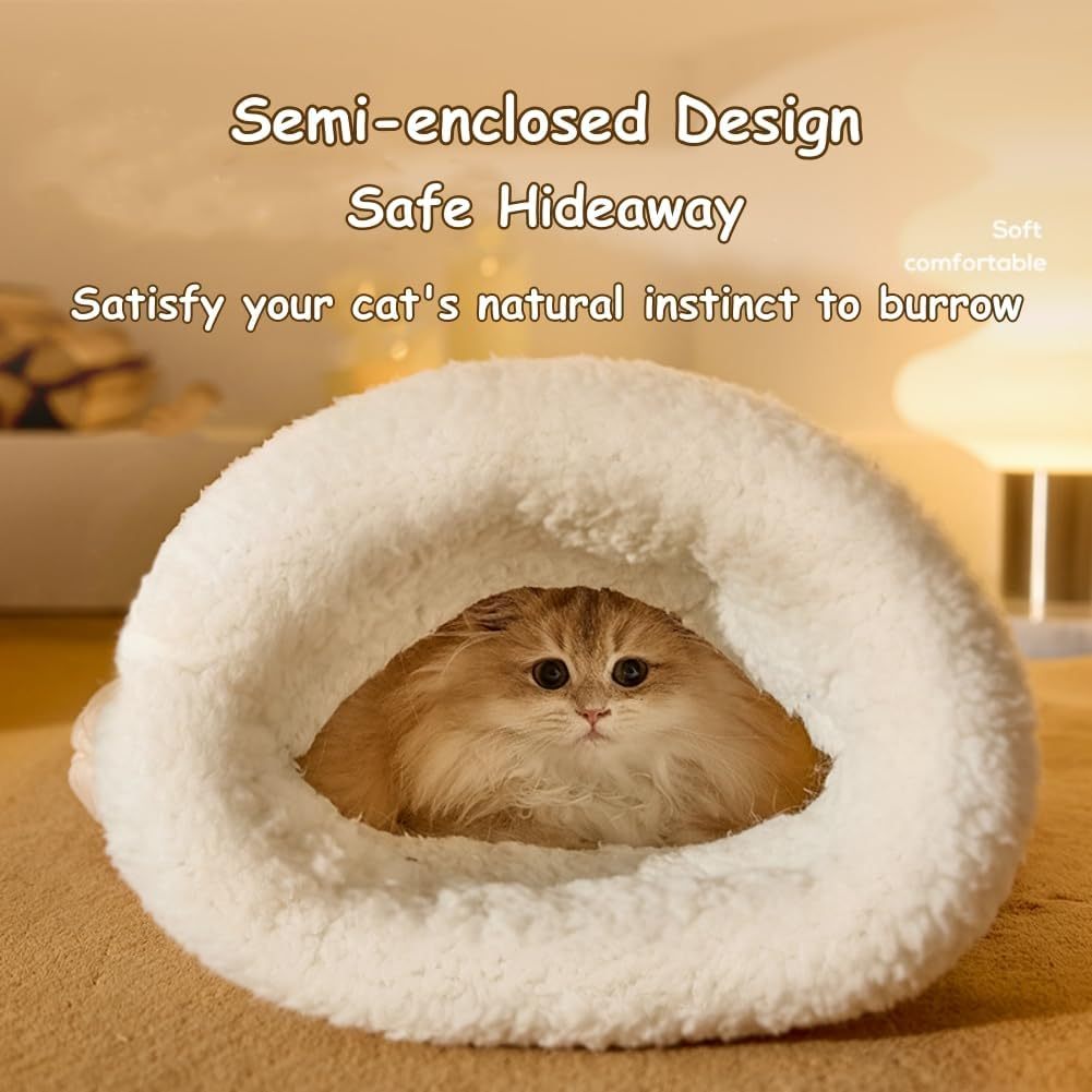 Cat Sleeping Bag For Indoor Cats Cozy Winter Cat Sleeping Bag Soft Plush Cat Sack Self Warm Cat Bed Cave Fluffy Cat Tunnel Cat Hideaway Calming Sleeping Bag Bed For Cats Kittens