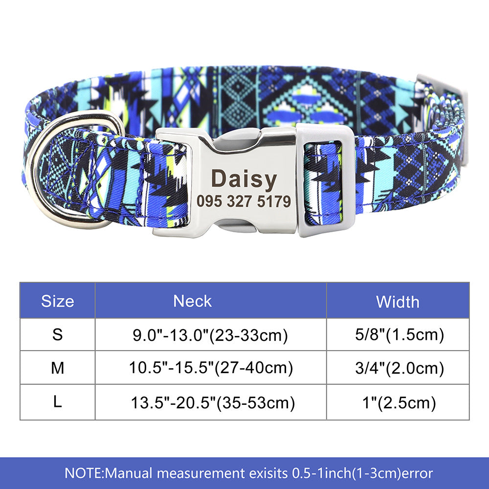 Adjustable Nylon Dog Collar Personalized Dogs Cat ID