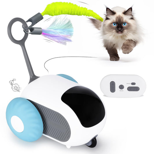 Juguete inteligente para gatos con 2 modos de movimiento automático, coche de juguete con control remoto para gatos, perros, juego interactivo, suministros para entrenamiento de gatitos