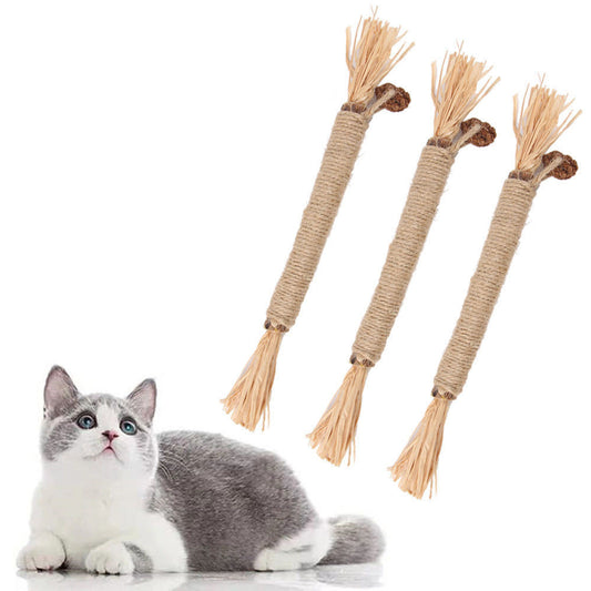 Lot de 3 bâtonnets Silvervine pour chats, jouet à mâcher pour les soins dentaires, bâtonnets à mâcher comestibles pour le nettoyage des dents, jouets pour chats d'intérieur