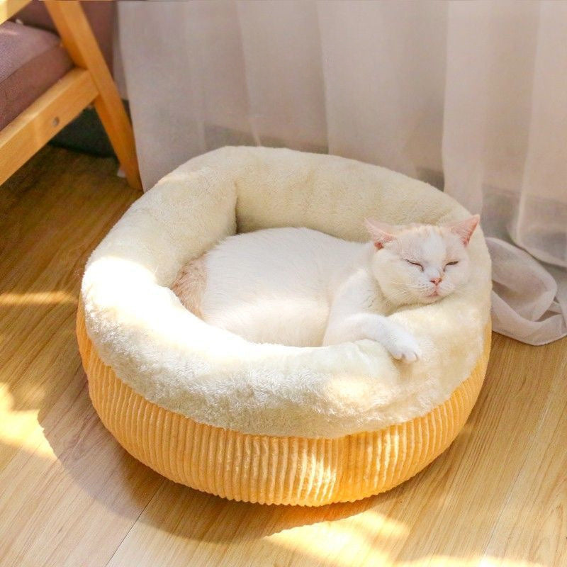 Durable Washable Cat Sofa Bed Cozy Circular Kennel Calming Pet Basket Kitten Puppy Crate Nest For Sleeping