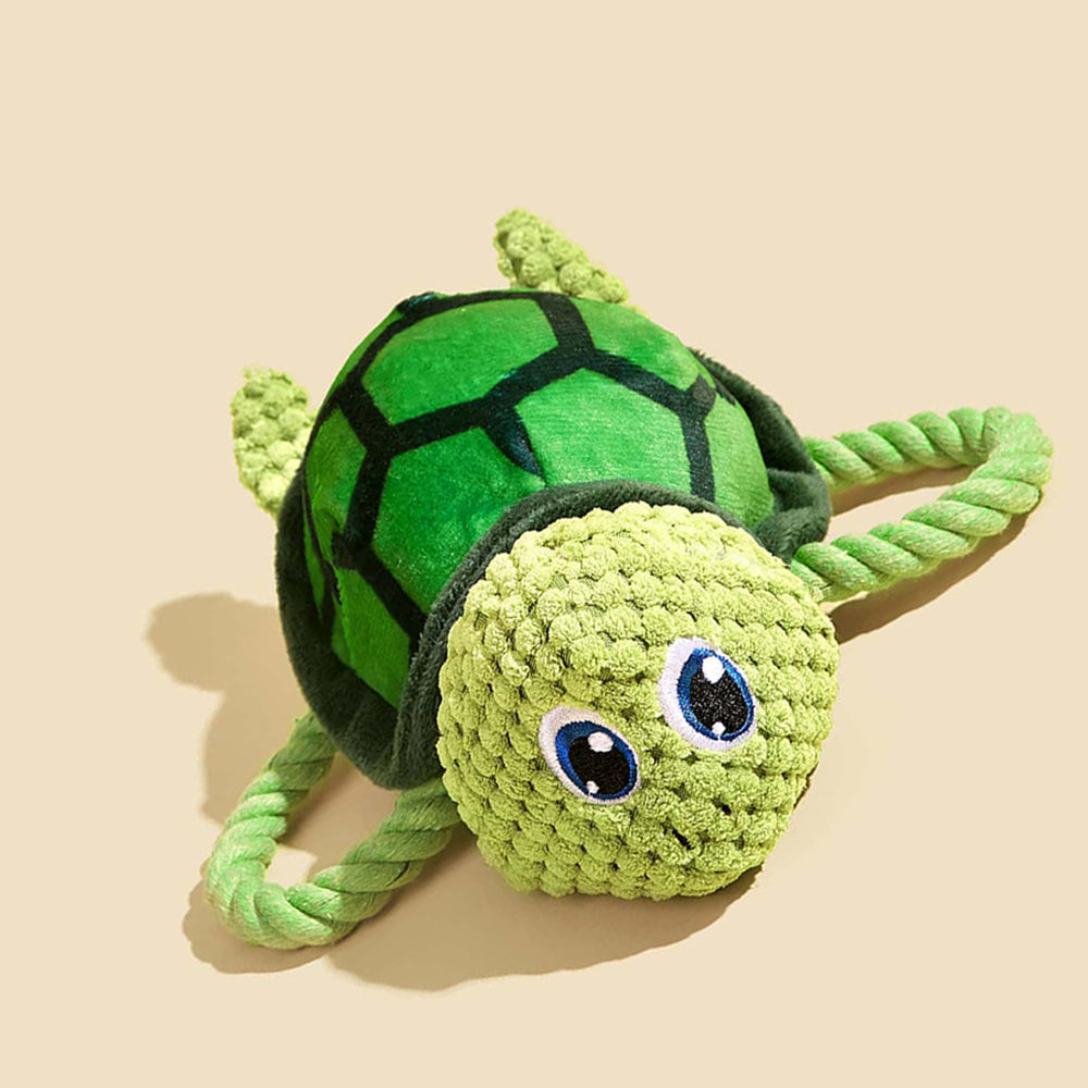 Juguetes para mascotas Juguetes para masticar para perros con forma de tortuga Juguetes interactivos de peluche para mascotas Juguetes con nudos para perros 