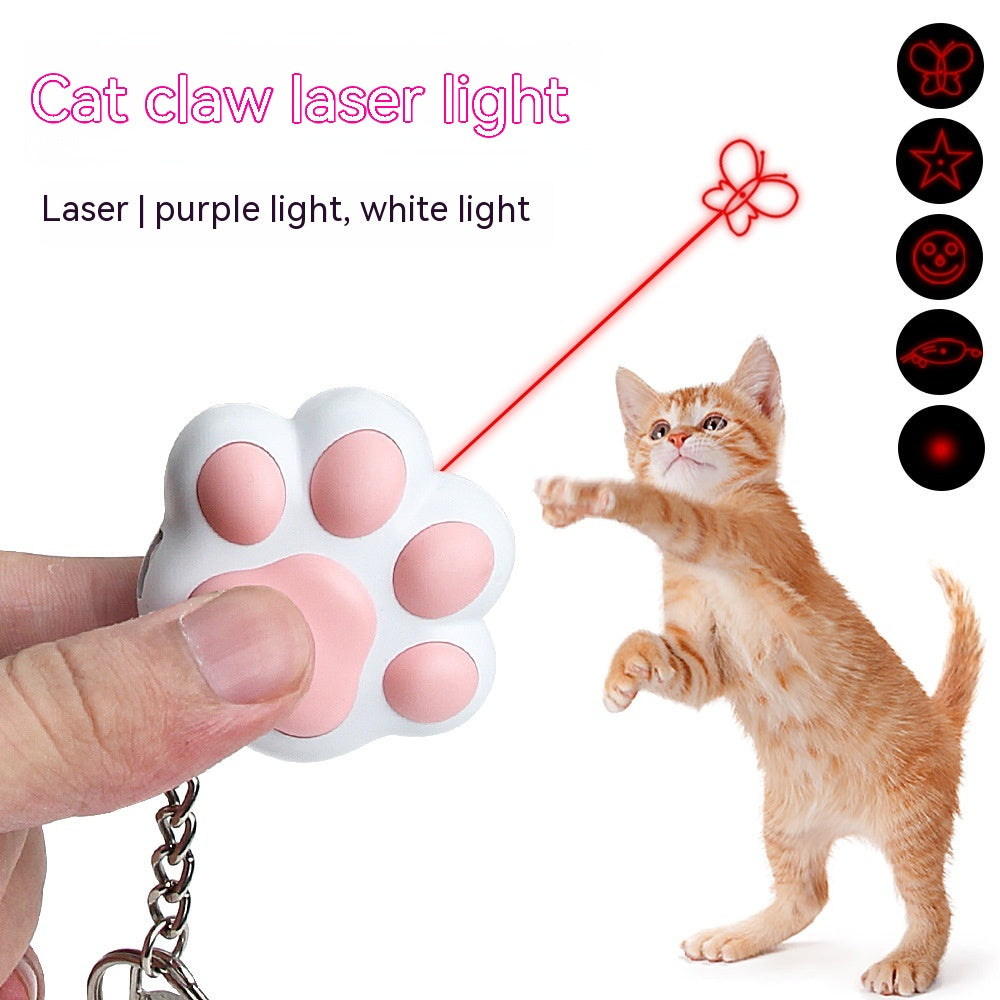 USB Charging Three Functions Cat's Paw Footprints Cute Cartoon Infrared Laser Pen Head Laser Toys