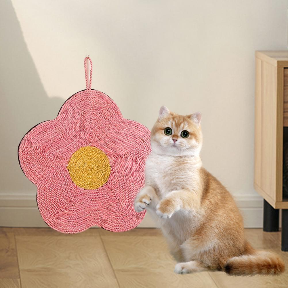 Traceless Hook Cat Scratch Pad Natural Sisal Cat Scratcher Mat Set Flower Orange Shape Claw Grinder Rug Indoor Cats Scratching