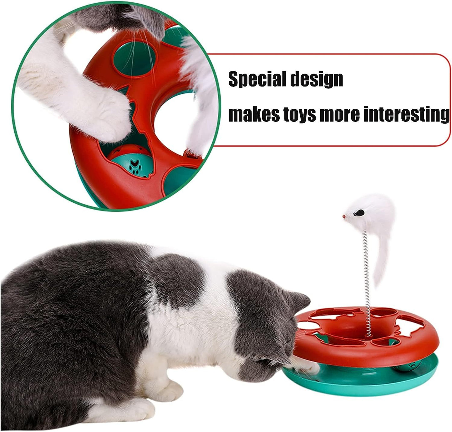 Juguetes para gatos Juguetes para gatos de interior Juguetes interactivos para gatitos Pistas con ruedas con resorte de hierba gatera Juguete para mascotas con pelotas de ejercicio Ratón teaser