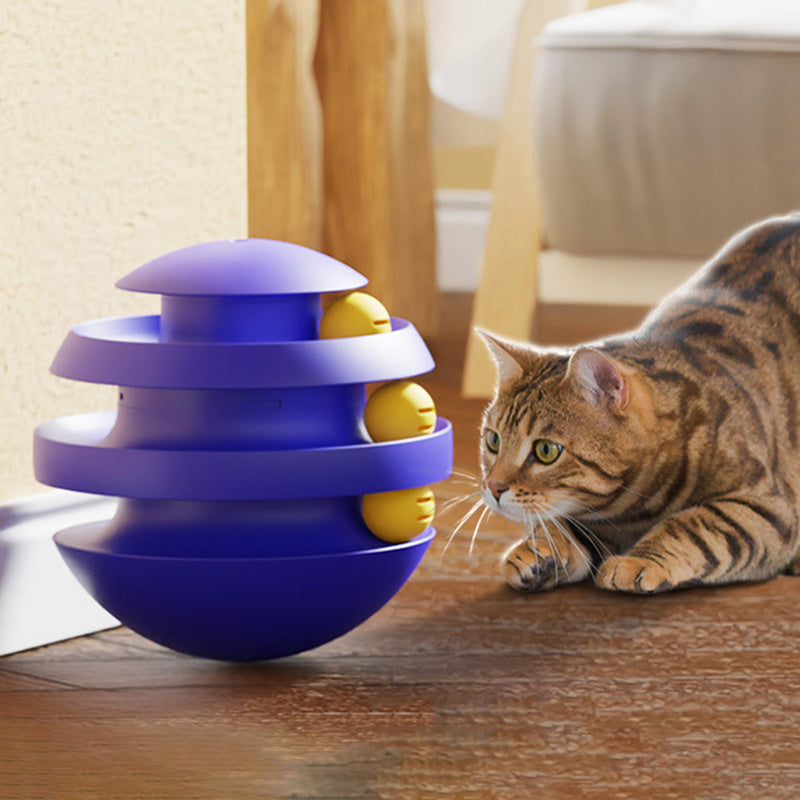 Juguete interactivo para gatos de 3 capas, plataforma giratoria, juguetes para gatos, plataforma giratoria con pelota, juguete de entrenamiento para mascotas, accesorios para gatos