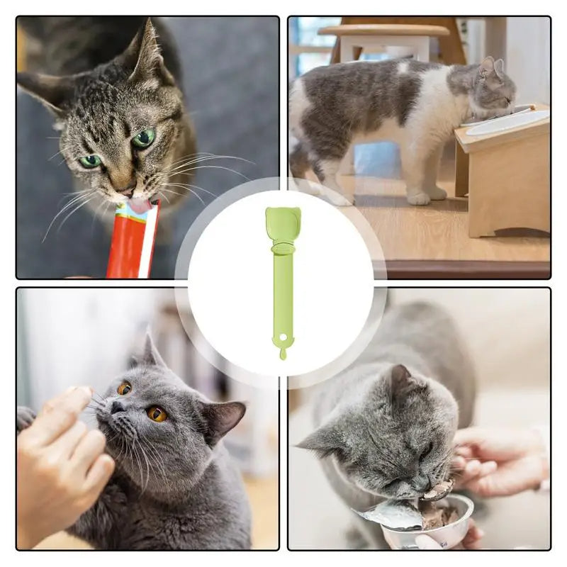 Cat Strip Feeder, Cat Strip Happy Spoon, Cat Wet Food Spoon Portable Cat Feeding Spoon Reuseable Cat Strip Spoon Lickable Pet Feeder Spoon Pets Cat Food Accessories, Cat Strip Squeeze Spoon