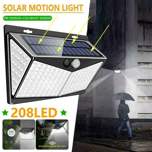 208 LED Luz de energía solar Sensor de movimiento Patio al aire libre Lámpara de pared de jardín impermeable