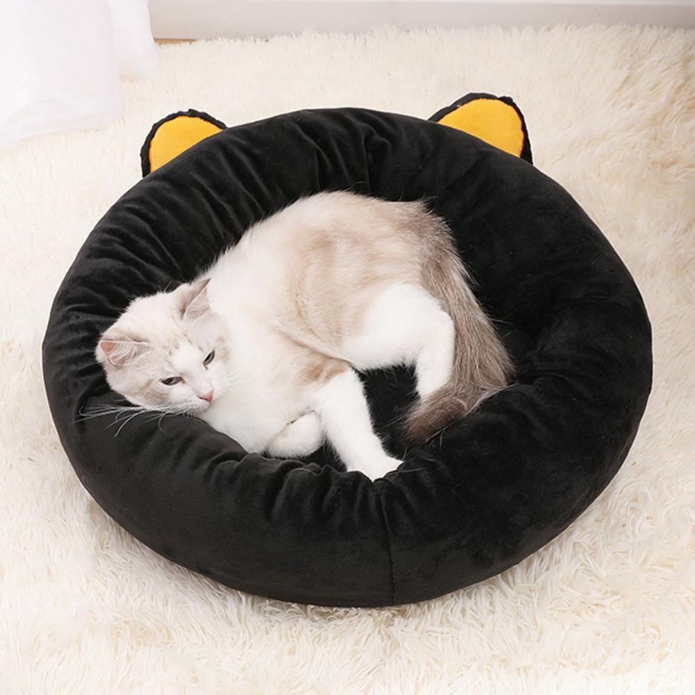 Black Cat Shape Pet Nest Cute Exquisite Cat Nest Soft Cozy Black Cat Nest Bed Comfortable Head Neck Support For Play For Cats