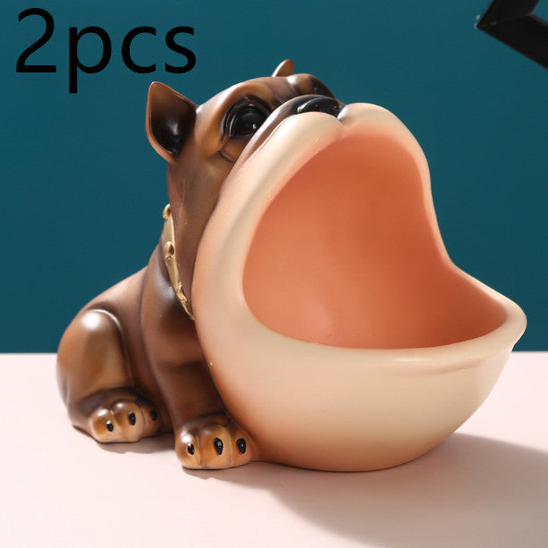 Bulldog Candy Box Statue Dog Animal Figurine Shoe Cabinet Key Storage Box Living Room Home Decoration