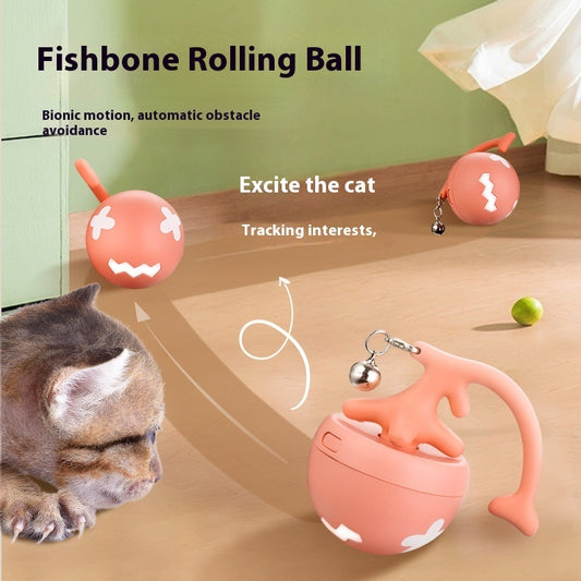 Juguetes para gatos con forma de espina de pescado, pelota eléctrica USB para burlarse de los gatos, productos para mascotas