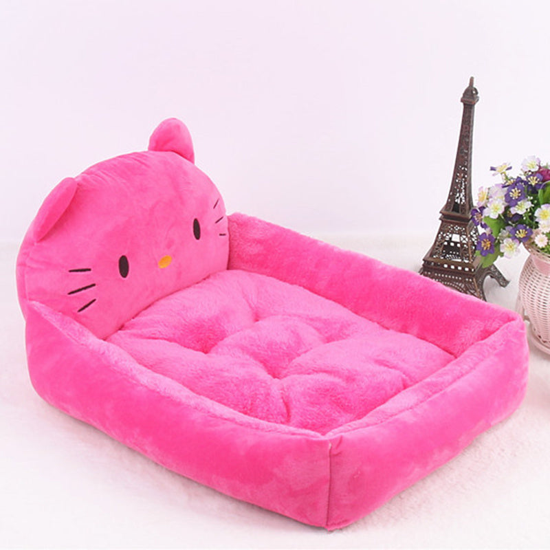 Lit pour chiot et chat en hiver, chaud, lavable, dessin animé, pour petits chiens et chats, produits pour animaux de compagnie, accessoires 