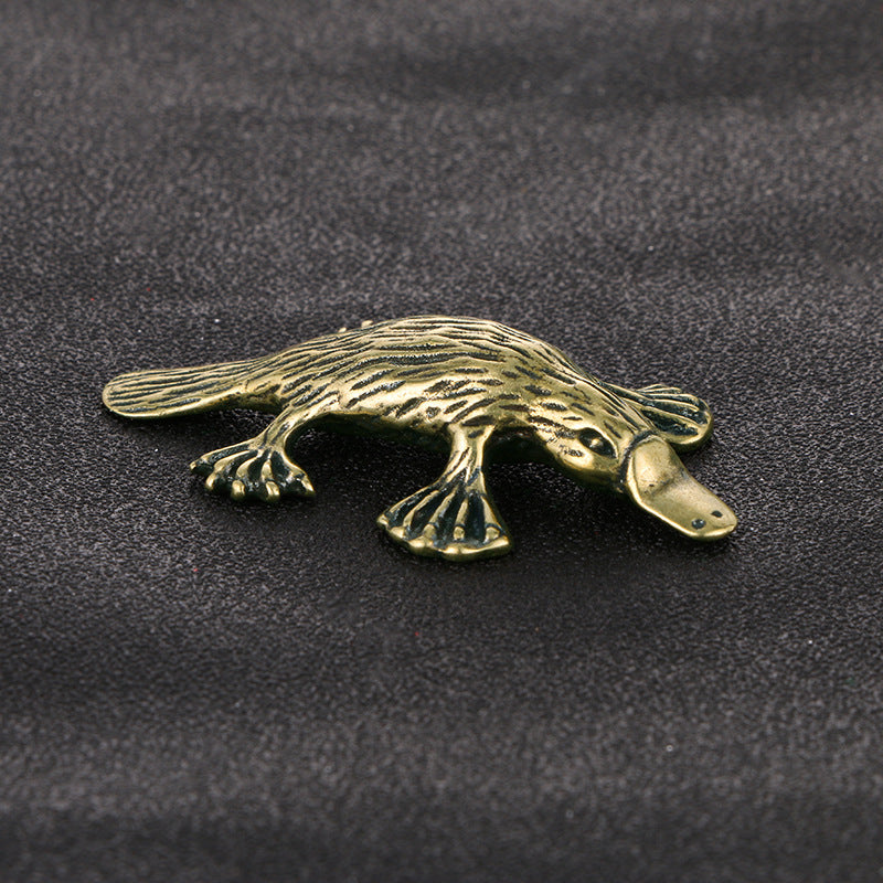 Solid Brass Animal Platypus Figurine Miniature Tea Pet Crafts Desktop Small Ornament Home Decorations Accessories Children Gifts