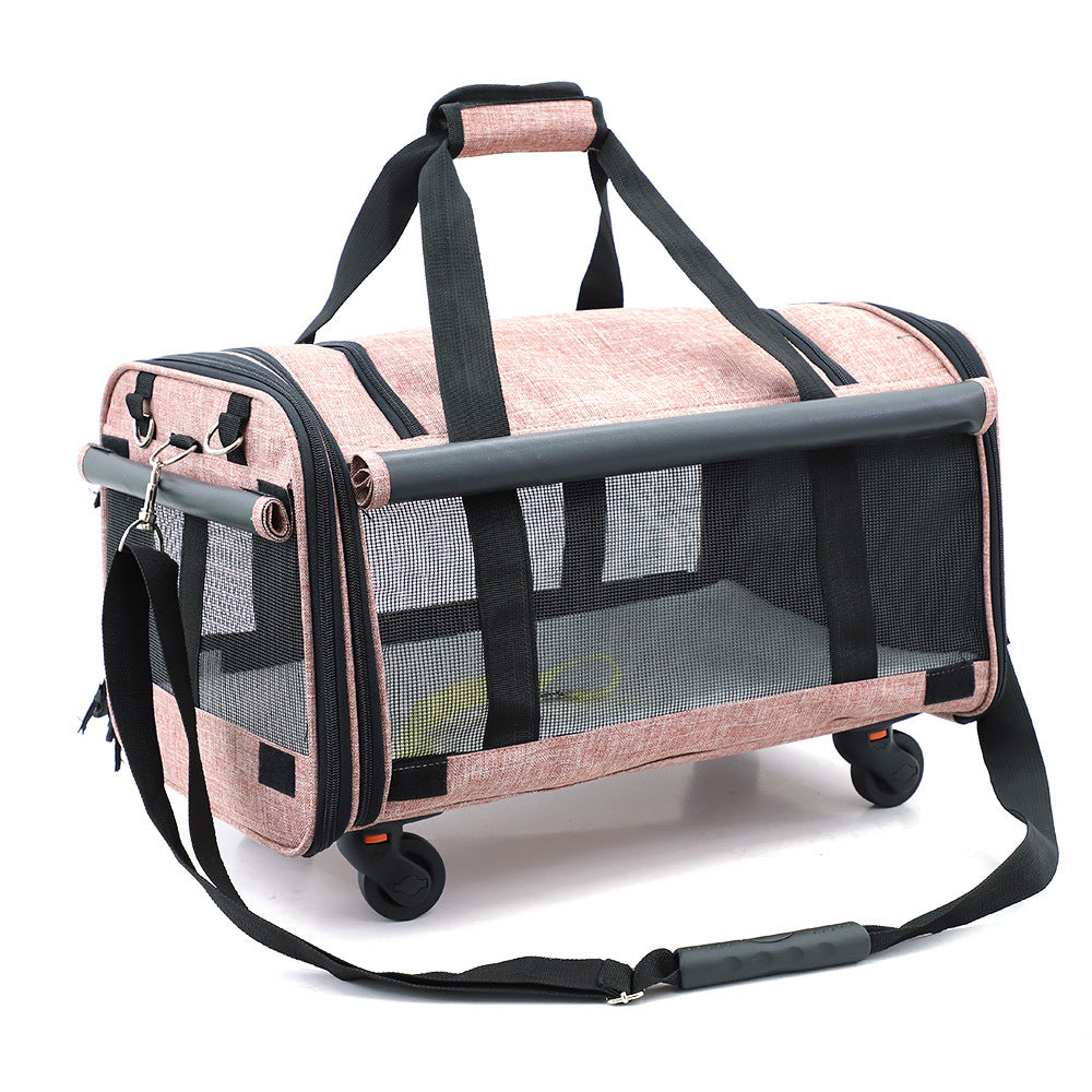 Sac de voyage pliable à roulettes universelles pour chat 