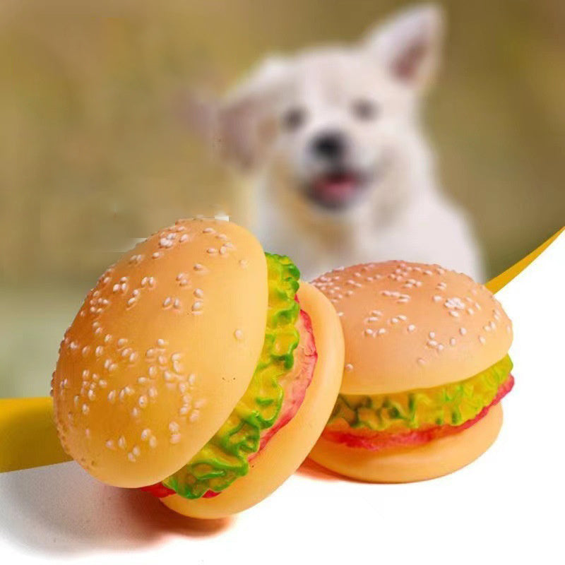 Hamburger Squeaky Toy Bite-Resistant Hamburger Dog Toys Squeaky Chewing Toys Tooth Cleaning Dog Supplies, Golden Retriever Teddy Pets Dog Training, Sofa Damage Prevention, Hamburger Pet Toys