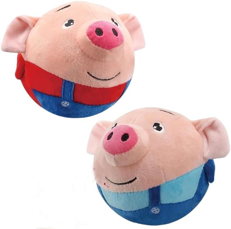 Active Moving Pet Plush Toy 2024 New Squeaky Moving Dog Ball Toy Interactive Dog Puppy Toys Washable Cartoon Pig Plush Sound Electronic Dog Toy Shake Bounce Boredom Talking Toys For Pets