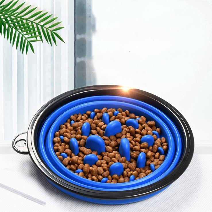 Gamelle pliable pour aliments lents pour animaux de compagnie, portable et d'extérieur