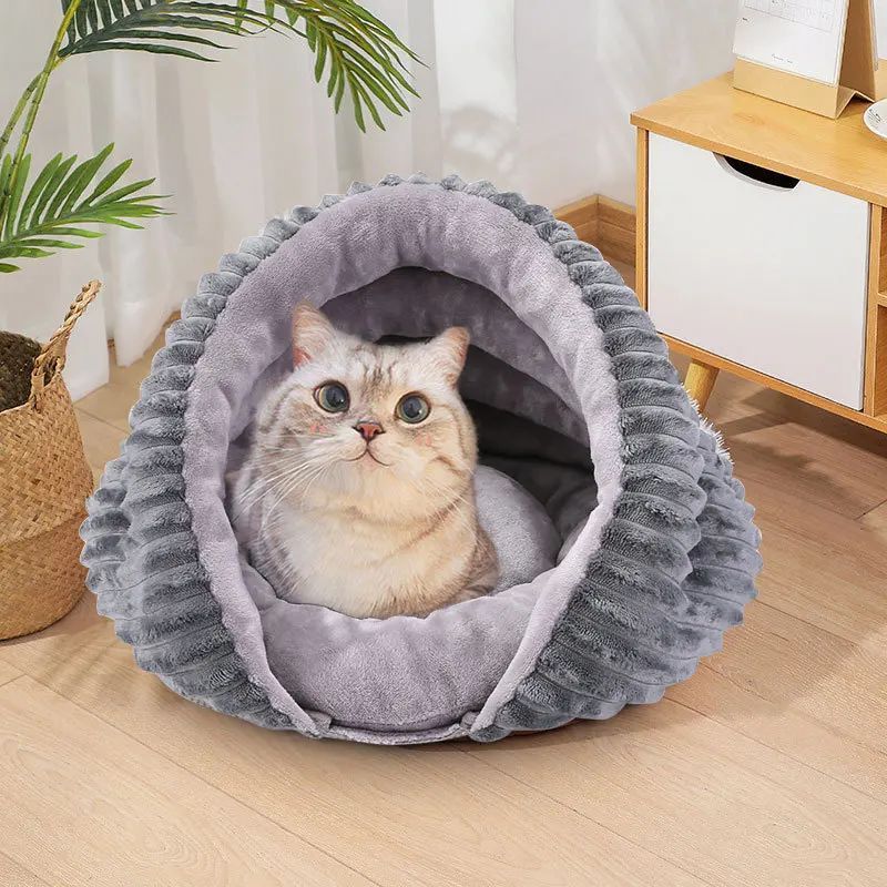 Nido de túnel para gatos, cómodo y grueso para las cuatro estaciones, con bolsillo para conchas, para mascotas, plegable, desmontable y lavable, suministros para mascotas