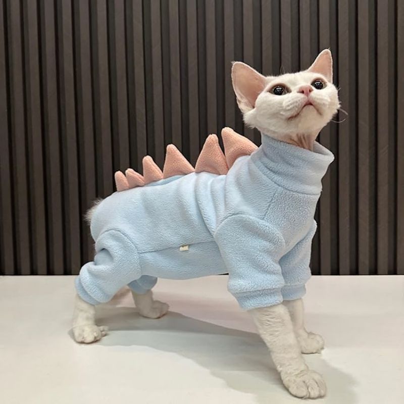 Sphynx Cat Clothes Dinosaur Costume Hairless Cats Warm Clothes Rex And Devon Rex