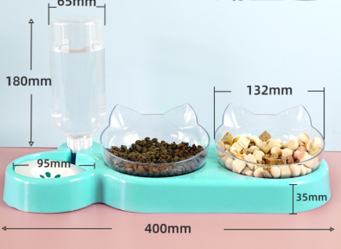 Bol pour chien à trois bols, protège-cou, mangeoire automatique pour animaux de compagnie