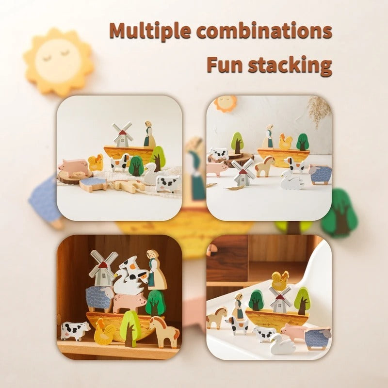 Children's Farm Animal Puzzle Stacking Building Blocks Toy