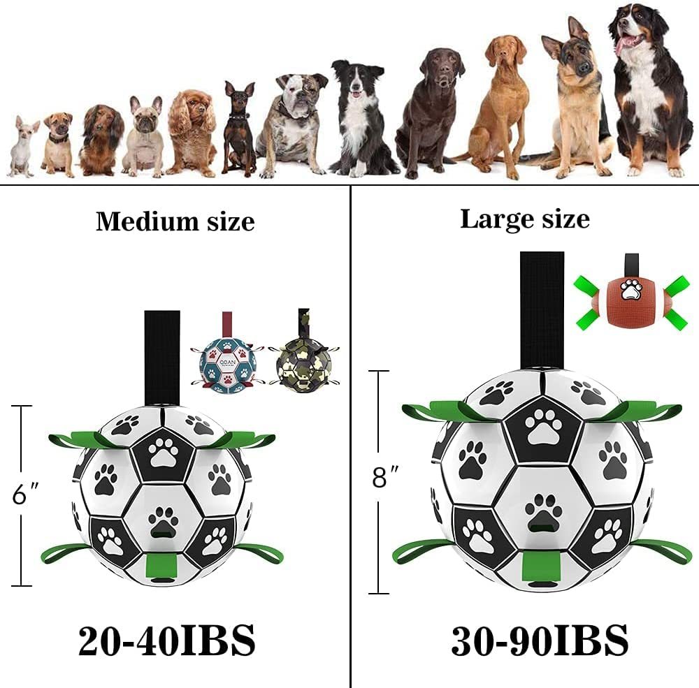 Juguete interactivo de fútbol para perros, balón de fútbol, ​​juguete de entrenamiento inflado para perros, pelotas de Collie con borde al aire libre para suministros para mascotas perros grandes