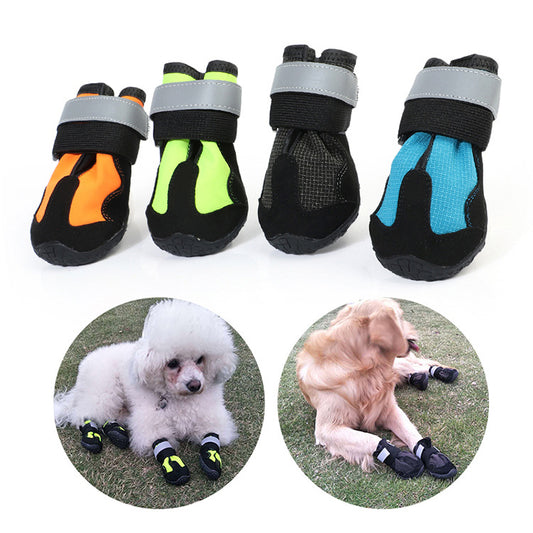 Zapatos impermeables para montañismo, reflectantes, resistentes a patadas, para noche de perros y mascotas