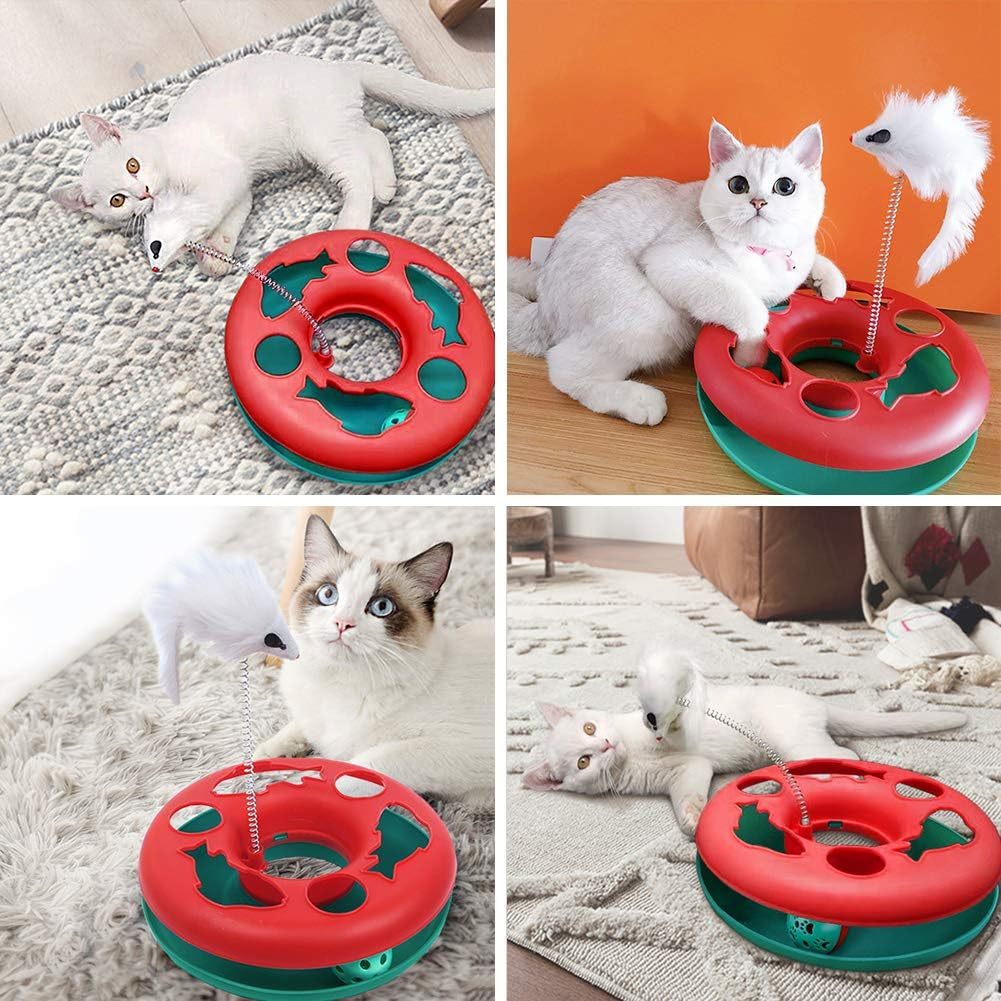 Juguetes para gatos Juguetes para gatos de interior Juguetes interactivos para gatitos Pistas con ruedas con resorte de hierba gatera Juguete para mascotas con pelotas de ejercicio Ratón teaser