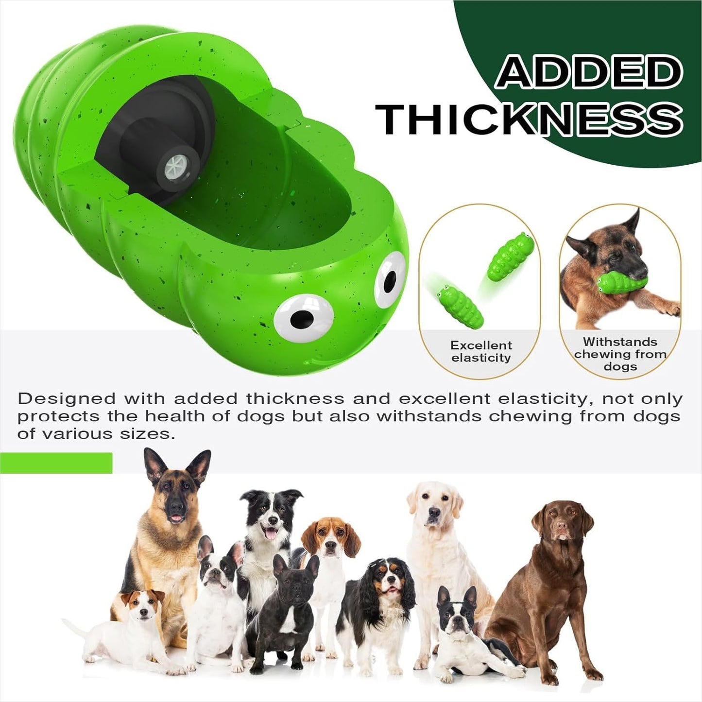 Juguete masticable para perros, TPR, resistente a mordeduras, con forma de insecto, interactivo, para entrenamiento en interiores y exteriores, color verde, para perros grandes de todos los tamaños y razas