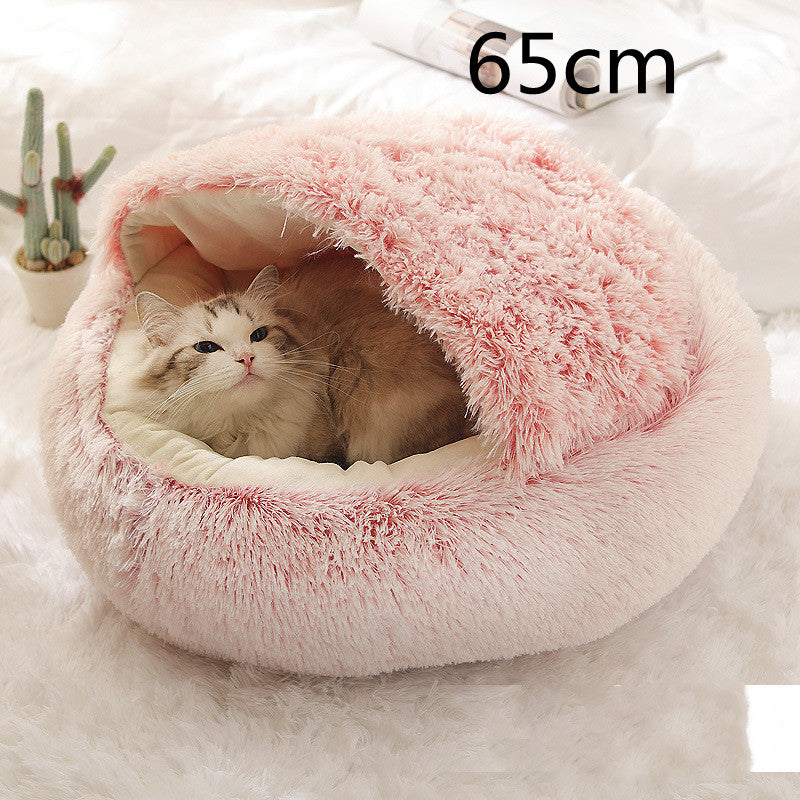 Cama 2 en 1 para perros y gatos, cama de invierno para mascotas, cama redonda de felpa cálida, cama suave y larga para mascotas