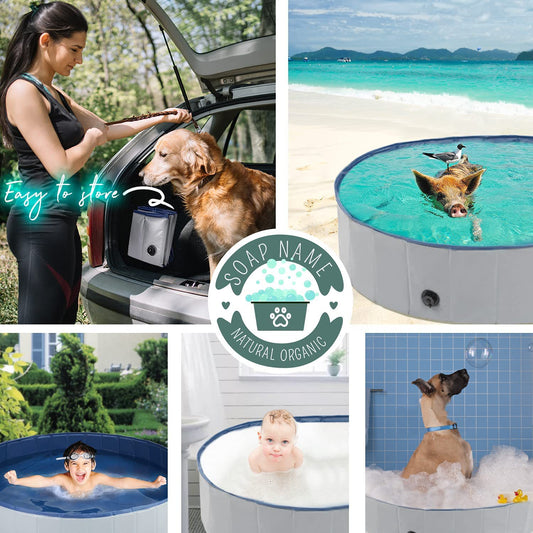 Piscina plegable para mascotas, piscina para niños, placa de densidad antideslizante gruesa, bolsa con cremallera gratis