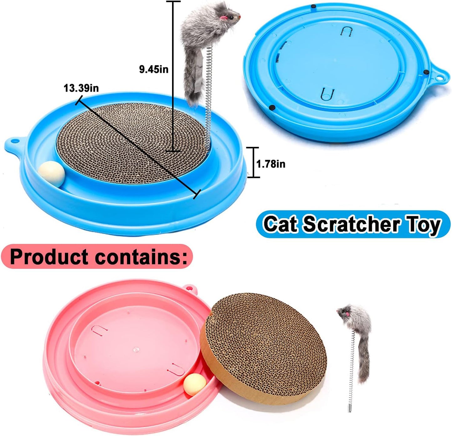 Juguete rascador para gatos Juguete para gatos Almohadilla para rascar Poste Almohadilla de entrenamiento interactivo Juguete para jugar con ratón con pelota para gatito cachorro