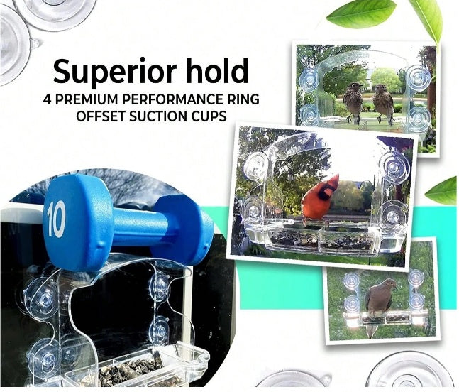 1pc Clear Window Bird Feeder With Strong Suction Cups Unobstructed View With Water, Transparent Bird Feeders Window Mount Acrylic Bird House For Viewing