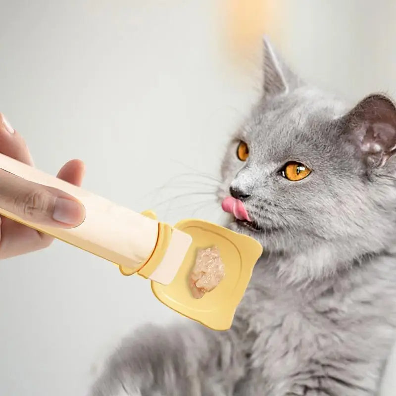 Cat Strip Feeder, Cat Strip Happy Spoon, Cat Wet Food Spoon Portable Cat Feeding Spoon Reuseable Cat Strip Spoon Lickable Pet Feeder Spoon Pets Cat Food Accessories, Cat Strip Squeeze Spoon