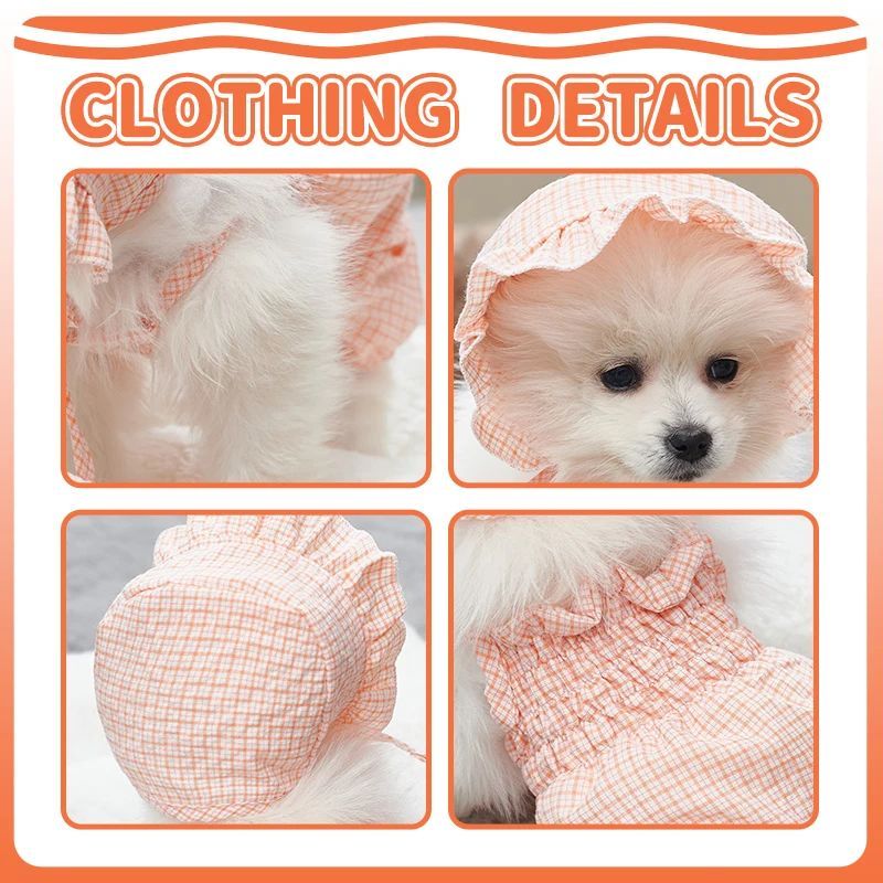 Dog Clothes Set Orange Pet Jumpsuit With Hat Fashionable Outfit For Puppy Summer Outdoor Clothing Pet Cat Yorkies Chihuahua