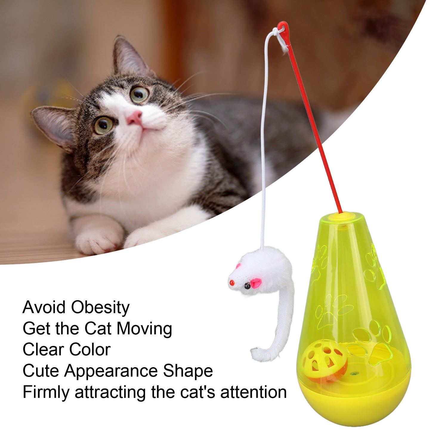 Cat Toy Cat Built In Bell Ball Interactive Snack Toy With Plush Mouse Cat Stick For Indoor Cats Kittens