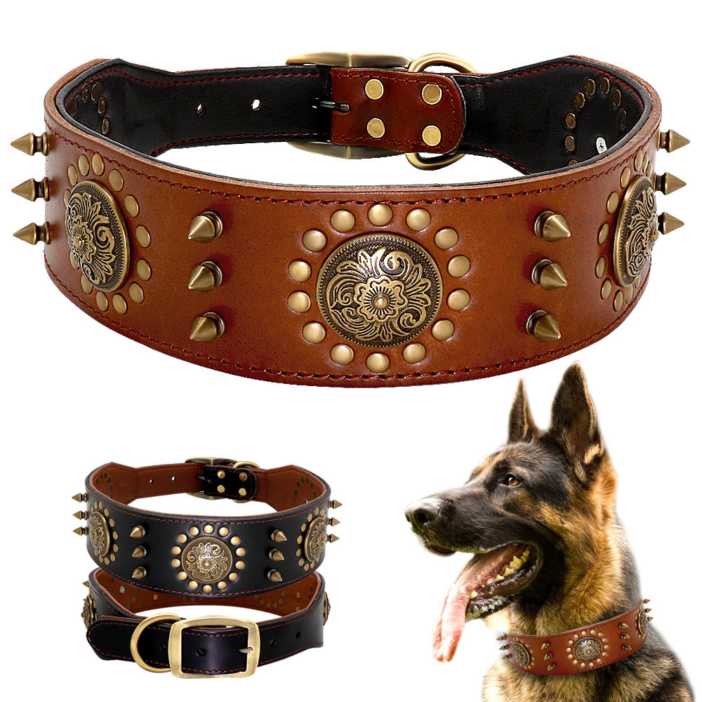 Studded Dog Collar Large Dog Anti-Bite Stud Dog Collar