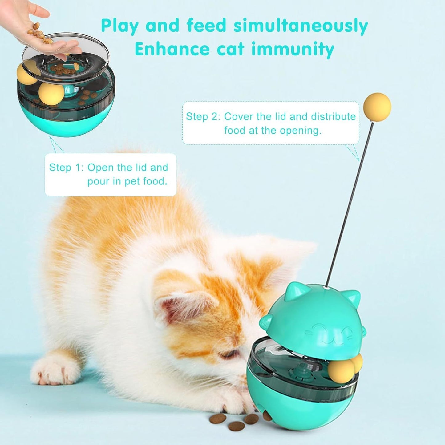 Interactive Cat Treat Dispenser Toy - Tumbler Feeder Toy For IQ Training And Mental Stimulation