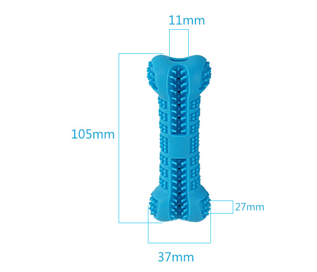 Juguete de cepillo de dientes de hueso de silicona para perro mascota