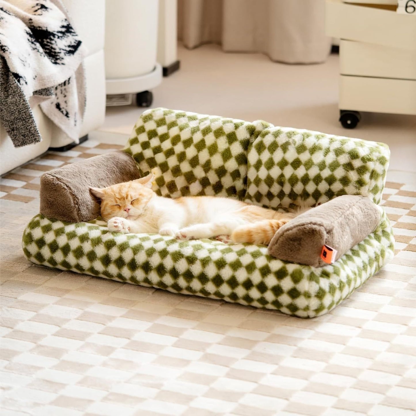 Sofá para gatos esponjoso, cama lavable para mascotas, para gatos y perros pequeños, hasta camas antideslizantes para perros 