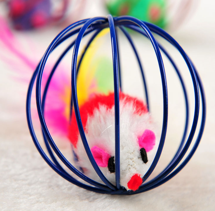 Wire cage mouse cat toy